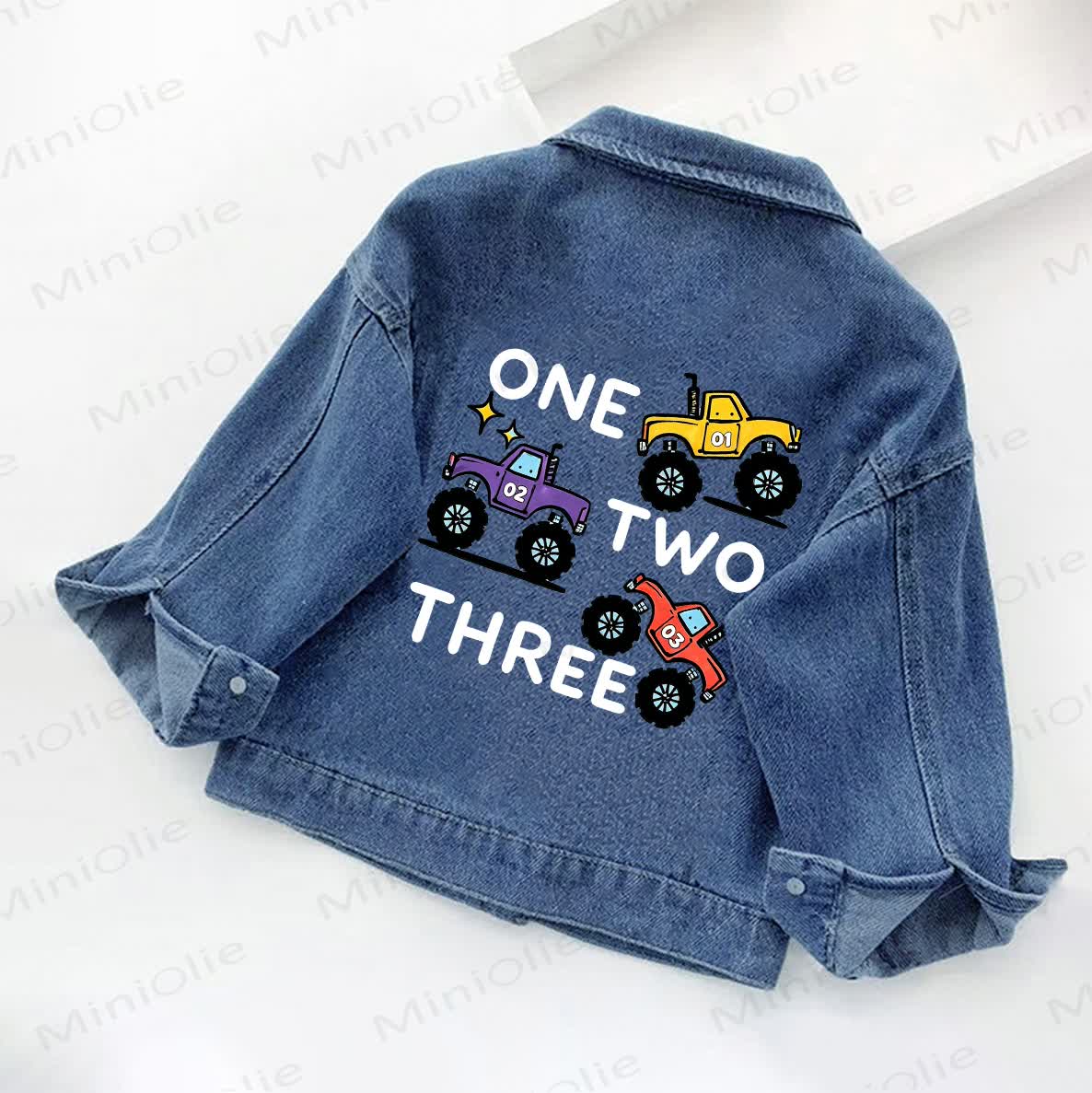 ONE TWO THREE Toddler Kid Truck Print Denim Jacket - image 2