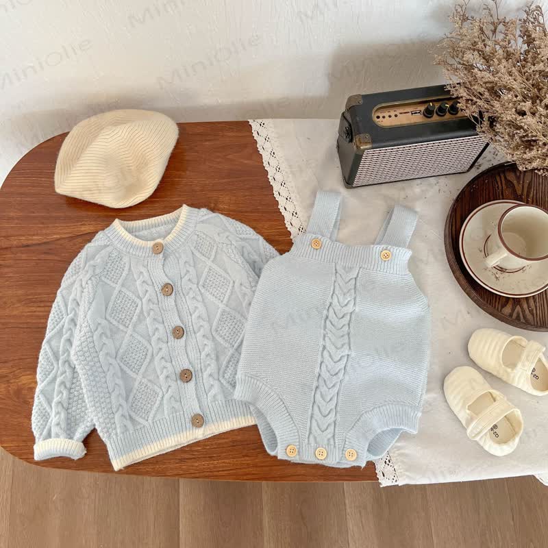 Baby Toddler Cable Knit Cardigan or Bodysuit - image 1