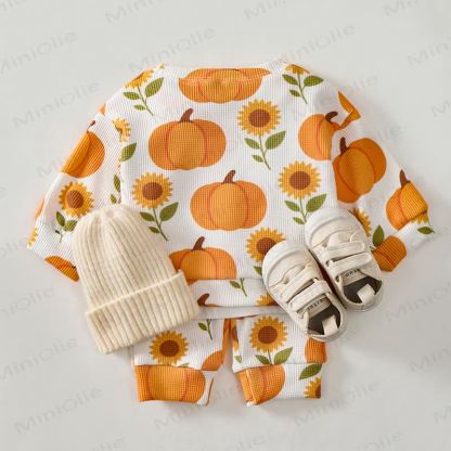 Baby Pumpkin & Sunflower Print Waffle 2-piece Set - image 3