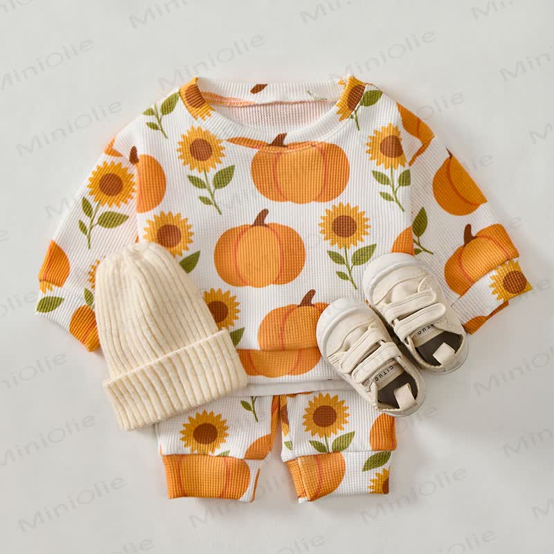 Baby Pumpkin & Sunflower Print Waffle 2-piece Set - image 2