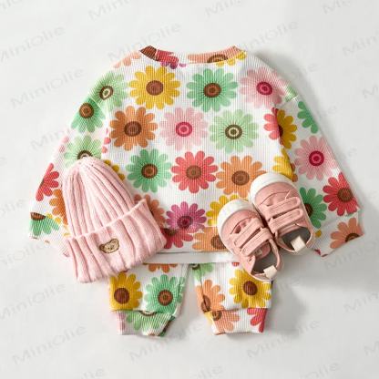 Baby White Floral Print Waffle 2-piece Set - image 3