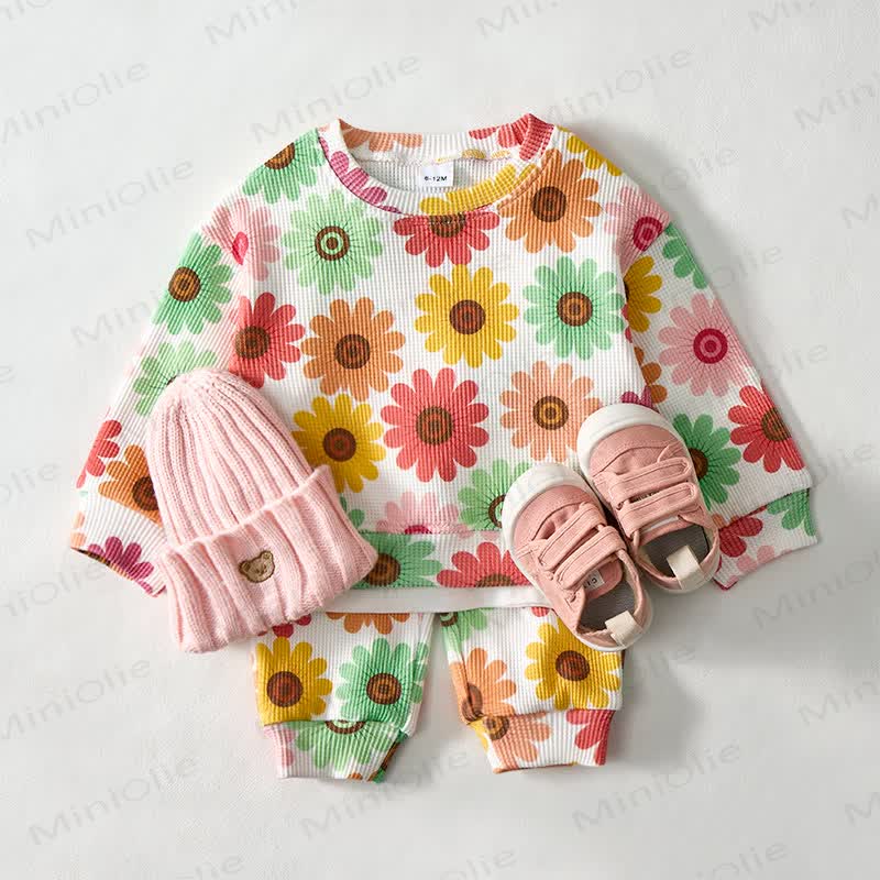 Baby White Floral Print Waffle 2-piece Set - image 2
