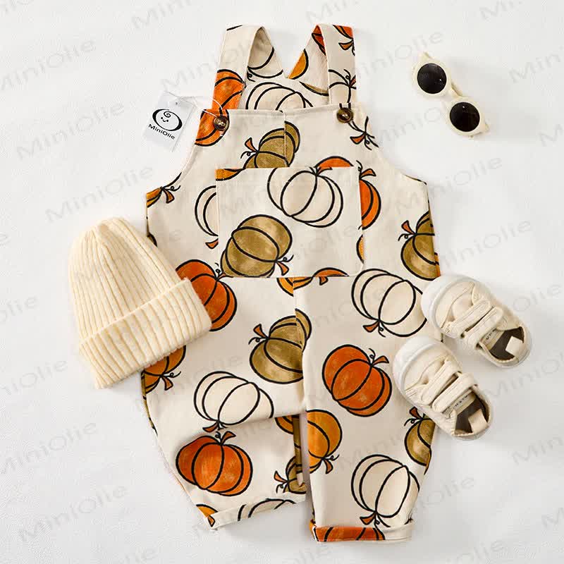 Baby Toddler Pumpkin Print Overalls - image 2