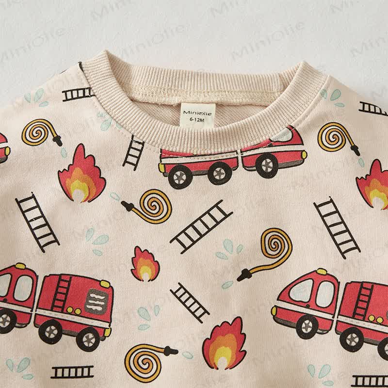 Baby Cartoon Fire Truck Flame Print 2-piece Set - image 2