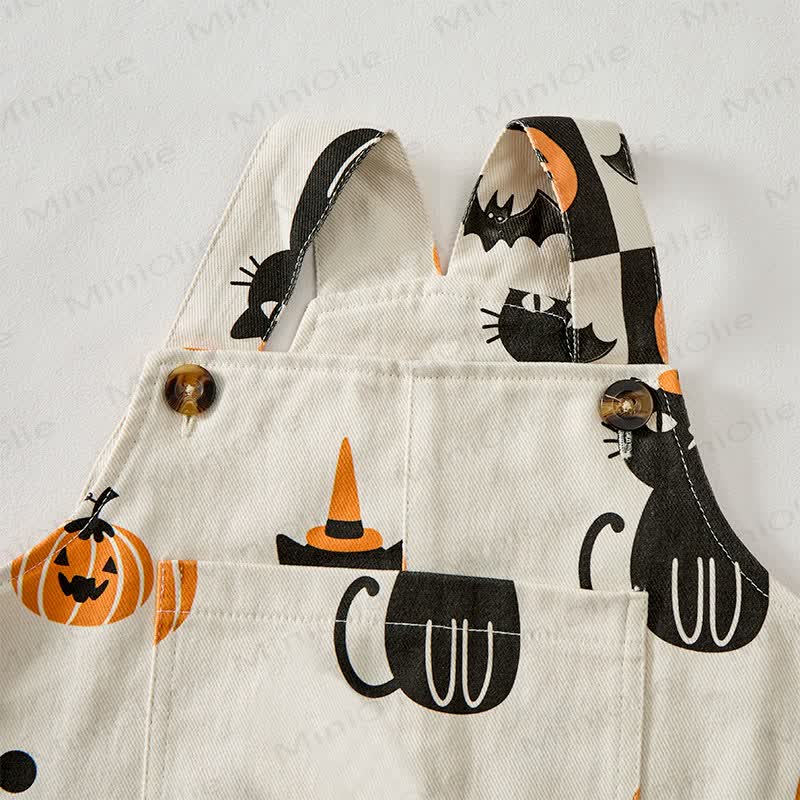 Baby Toddler Cat Pumpkin Print Overalls - image 4