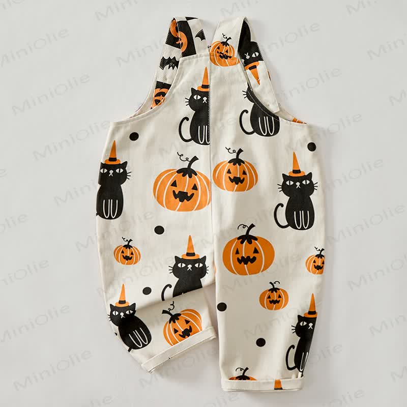 Baby Toddler Cat Pumpkin Print Overalls - image 3