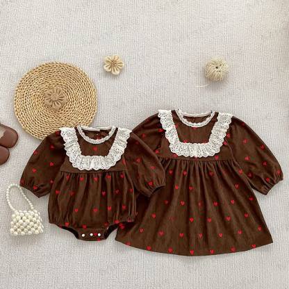 Toddler Girl Heart Print Corduroy Dress - image 1