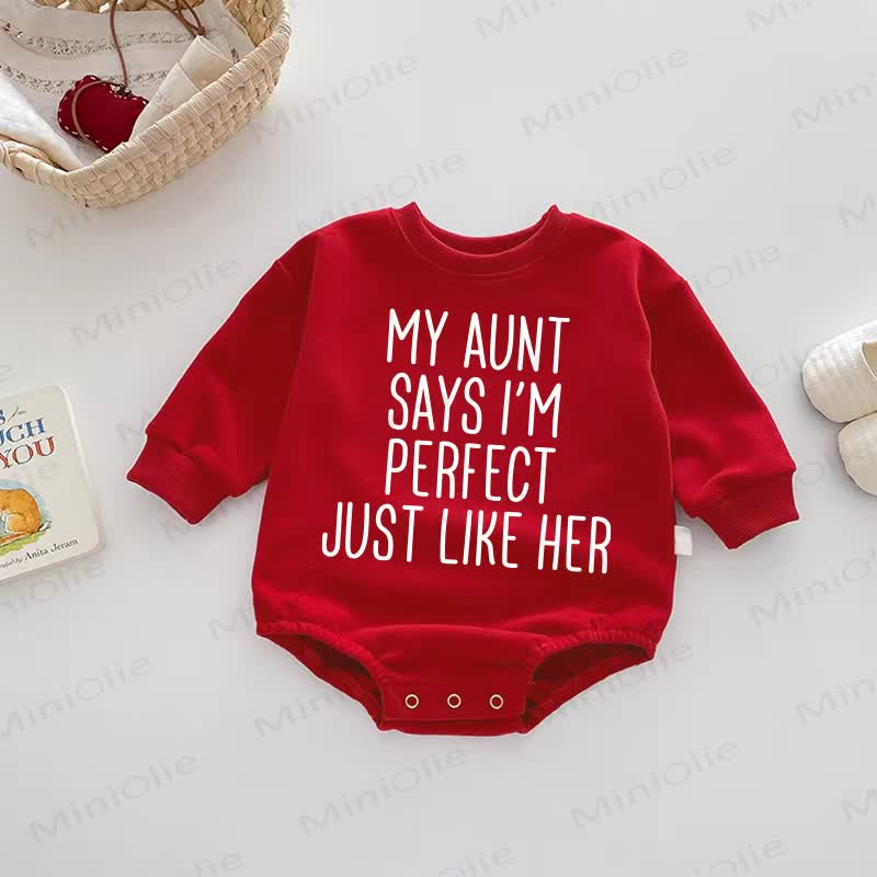MY AUNT SAYS I'M PERFECT JUST LIKE HER Baby Red Bodysuit - Red - 18-24M - image 1