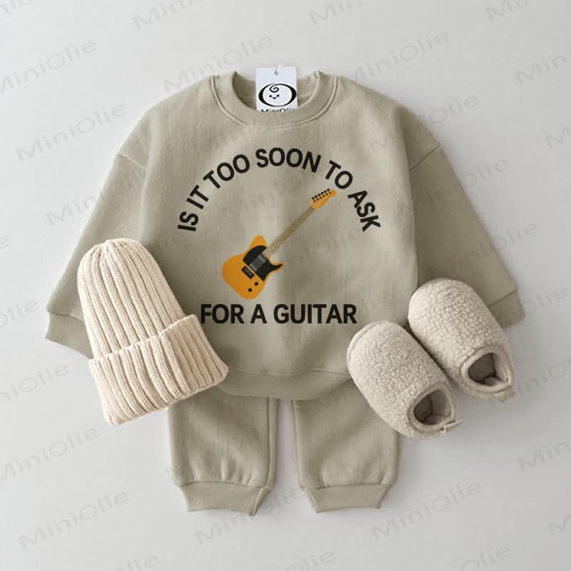 IS IT TOO SOON TO ASK FOR A GUITAR Baby Grey Green Sweatshirt 2-piece Set - Grey Green - 2-3T - image 1