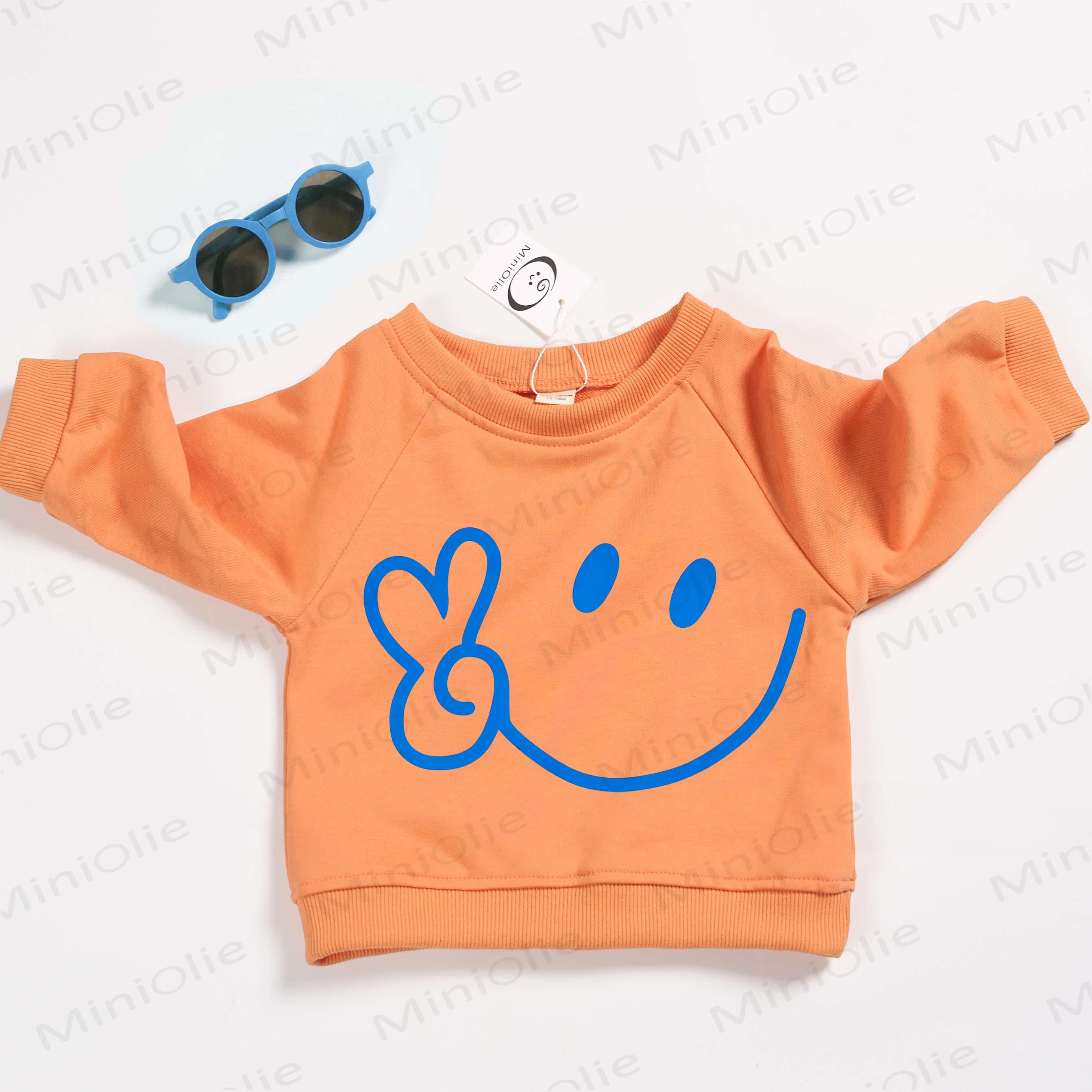 Baby Toddler Smiley Face Orange Sweatshirt - Orange - 3-5T - image 1