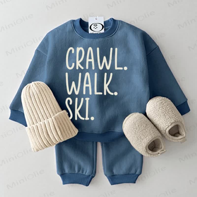 CRAWL. WALK. SKI. Baby Sweatshirt 2-piece Blue Set - Blue - 2-3T - image 1