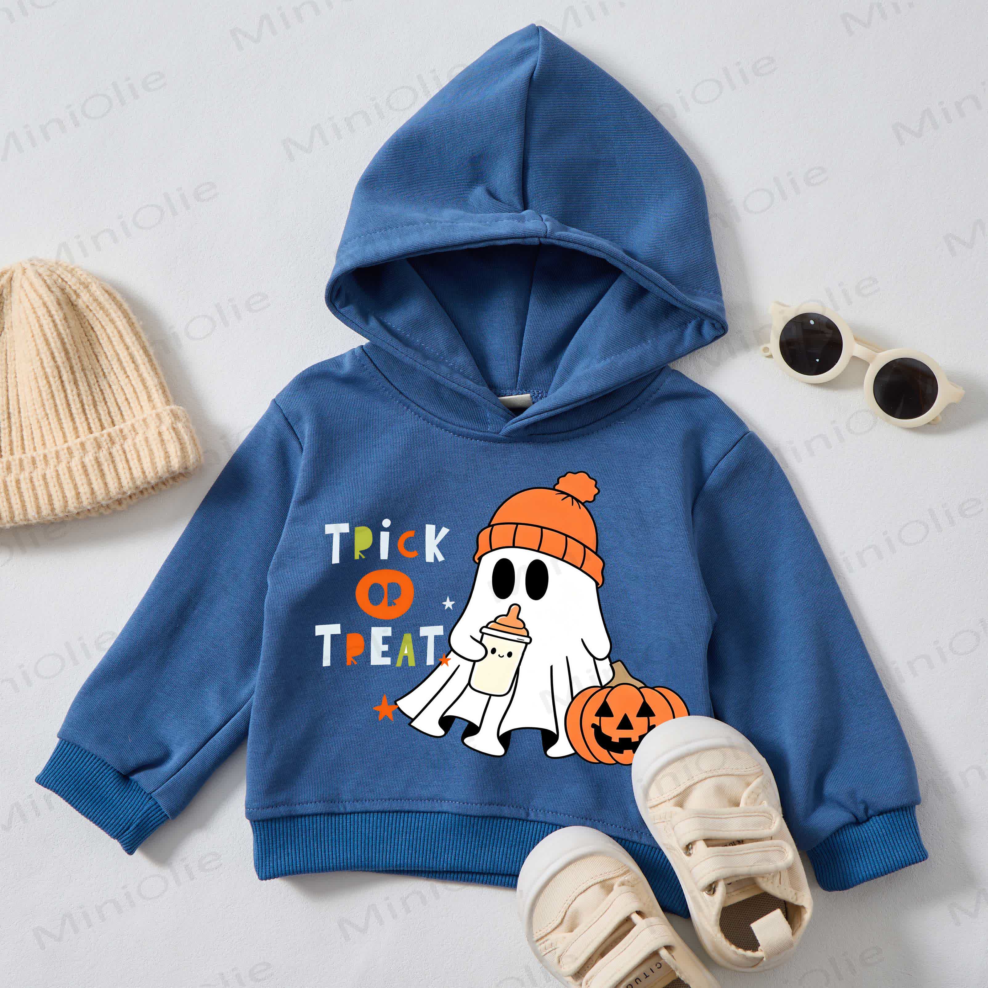 TRICK OR TREAT Baby Toddler Blue Hoodie Sweatshirt - Blue - 3-5T - image 1