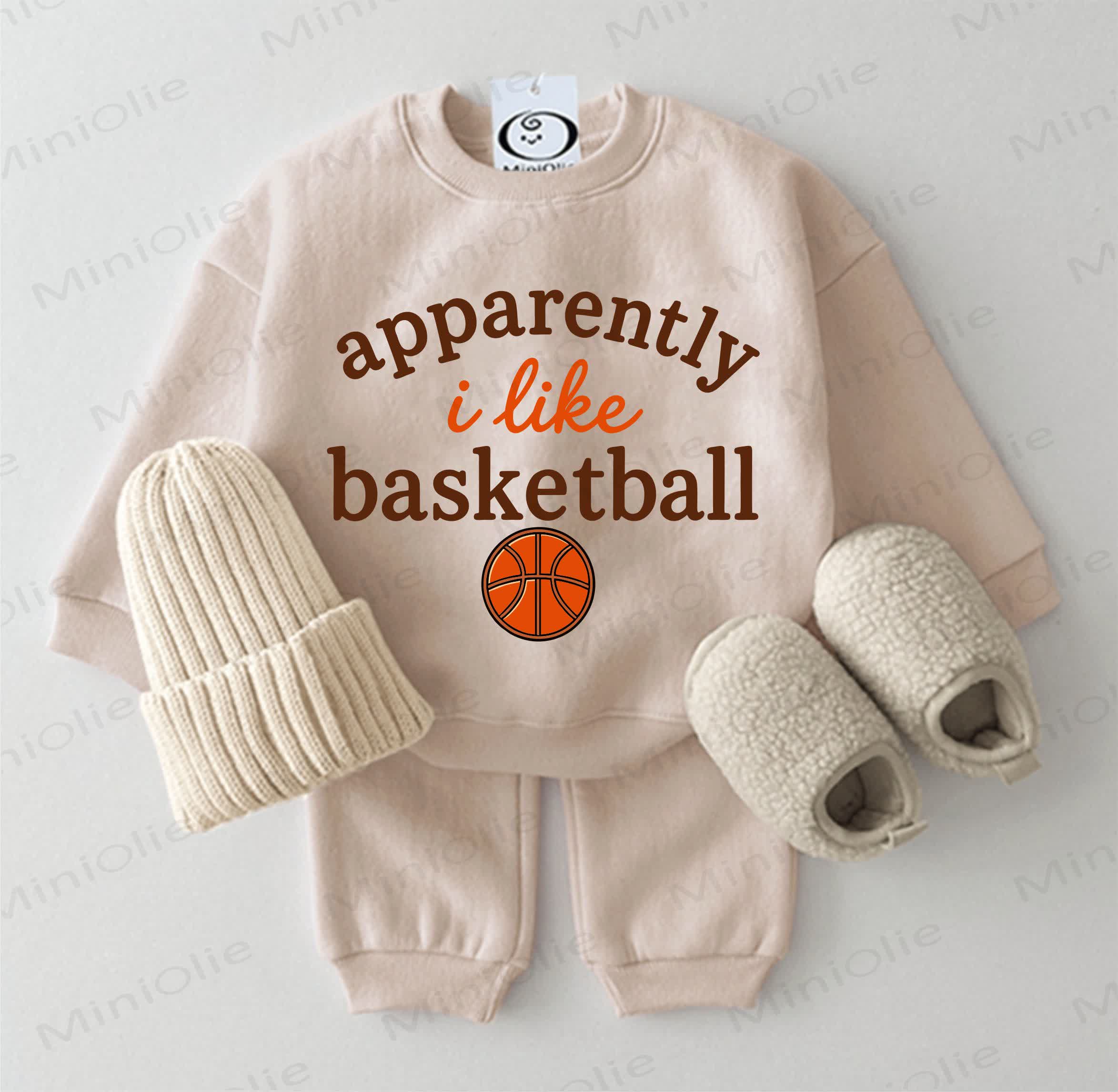 APPARENTLY I LIKE BASKETBALL Baby 2-piece Beige Set - Beige - 2-3T - image 1