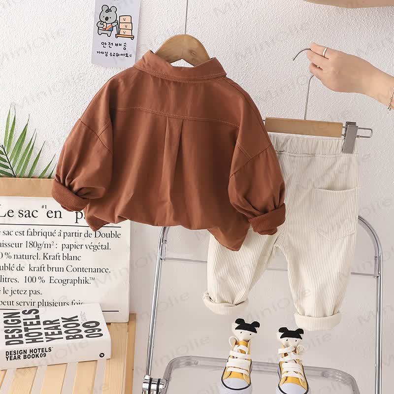 Toddler Baby Boy Brown Jacket and Corduroy Pants 2-piece Set - image 2