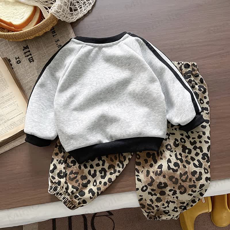 Toddler Baby Boy Sweatshirt and Leopard Print Jogger 2-piece Set with Bag - image 3