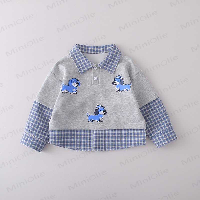 Baby Toddler Puppy Plaid Layered-Look Sweatshirt and Pants 2-piece Set - image 4