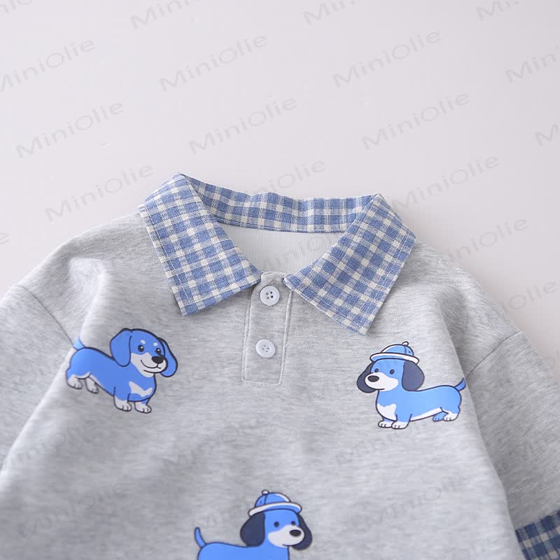 Baby Toddler Puppy Plaid Layered-Look Sweatshirt and Pants 2-piece Set - image 5
