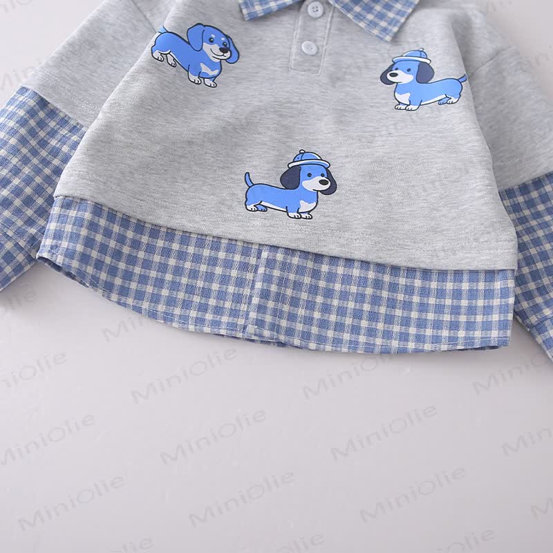 Baby Toddler Puppy Plaid Layered-Look Sweatshirt and Pants 2-piece Set - image 6