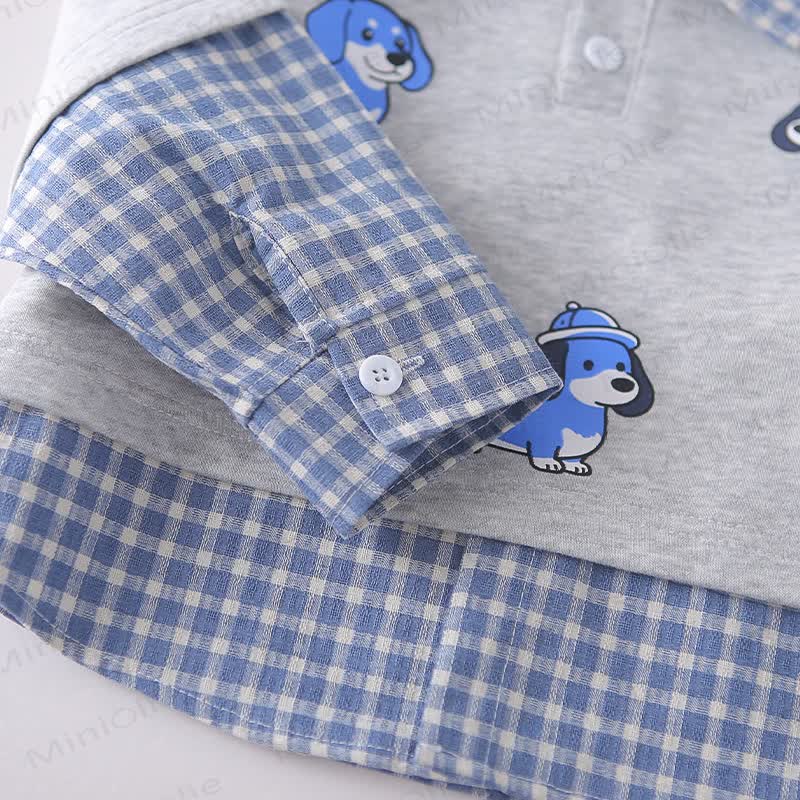 Baby Toddler Puppy Plaid Layered-Look Sweatshirt and Pants 2-piece Set - image 7