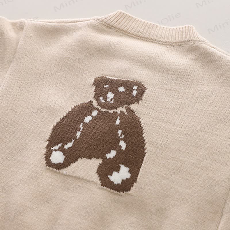 Toddler Bear Cardigan Layered Plaid Shirt and Pants 3-piece Set - image 9