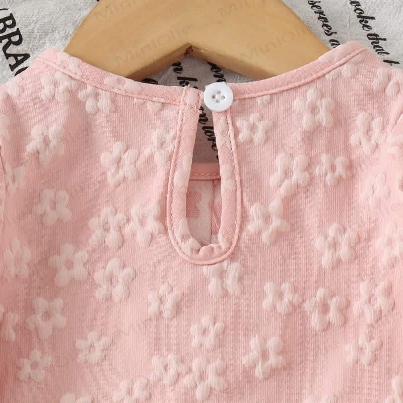 Baby Girl Pink Bow Jacquard Peplum 2-piece Set - image 5
