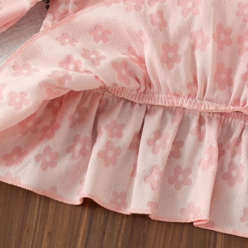 Baby Girl Pink Bow Jacquard Peplum 2-piece Set - image 6
