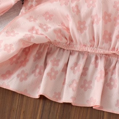 Baby Girl Pink Bow Jacquard Peplum 2-piece Set - image 6