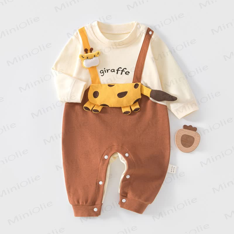 Baby Long Sleeve Animal Romper - Brown - 2-3T - image 2