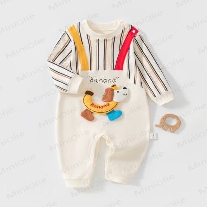 Baby Long Sleeve Animal Romper - Beige - 2-3T - image 3