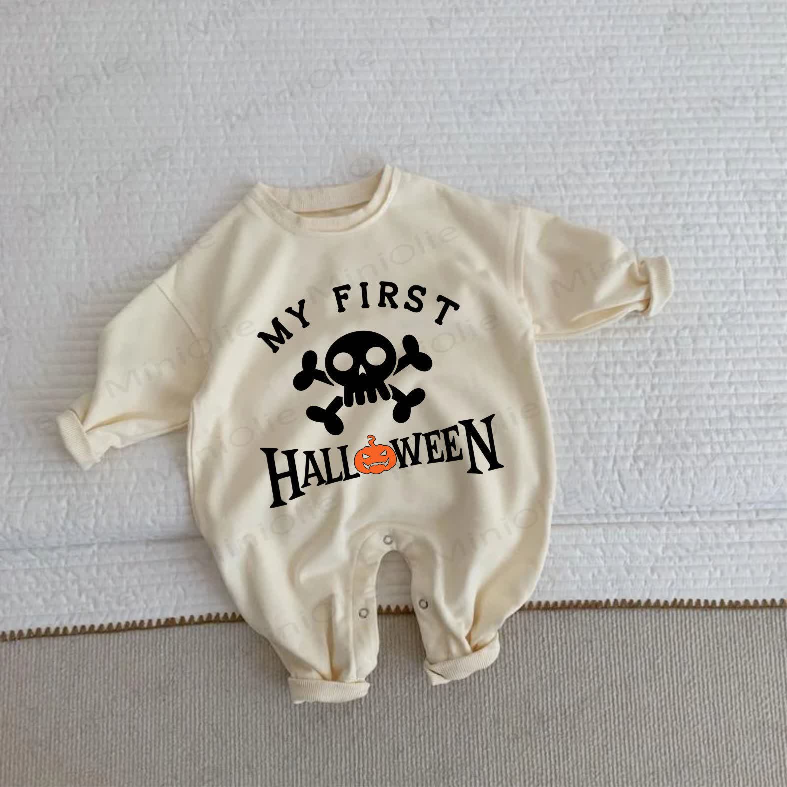 MY FIRST HALLOWEEN Baby Skull Beige Romper - Beige - 2-3T - image 1