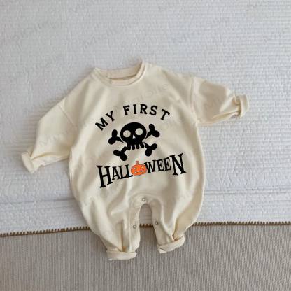 MY FIRST HALLOWEEN Baby Skull Beige Romper - Beige - 2-3T - image 1