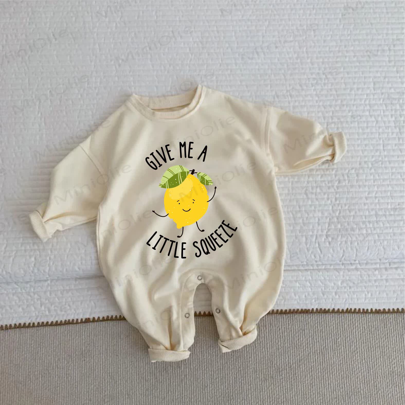 GIVE ME A LITTLE SQUEEZE Baby Beige Romper - Beige - 2-3T - image 1