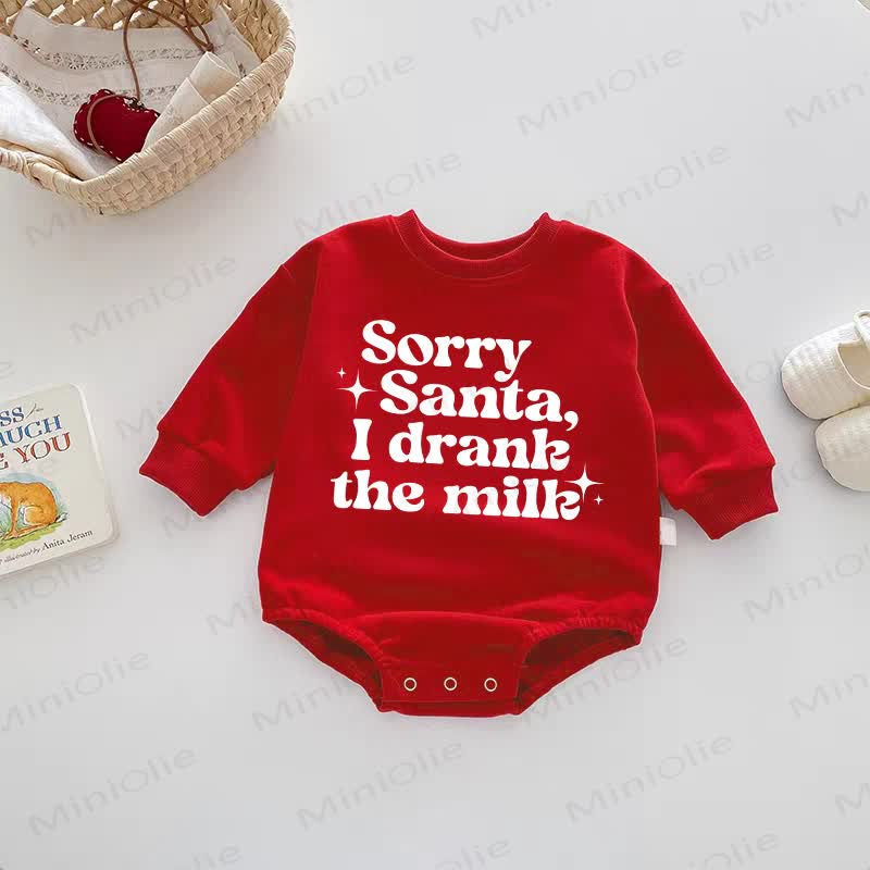SORRY SANTA, I DRANK THE MILK Baby Red Bodysuit - Red - 18-24M - image 1