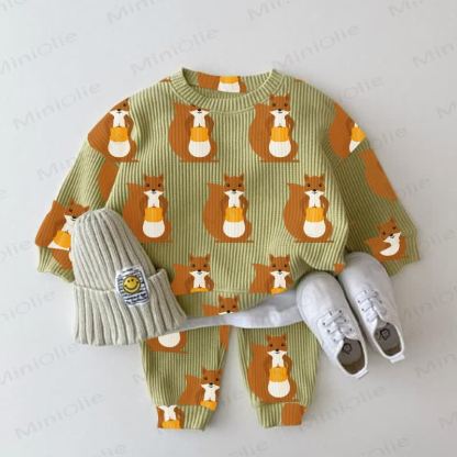 Baby Green Squirrel Print Waffle 2-piece Set - Green - 2-3T - image 1
