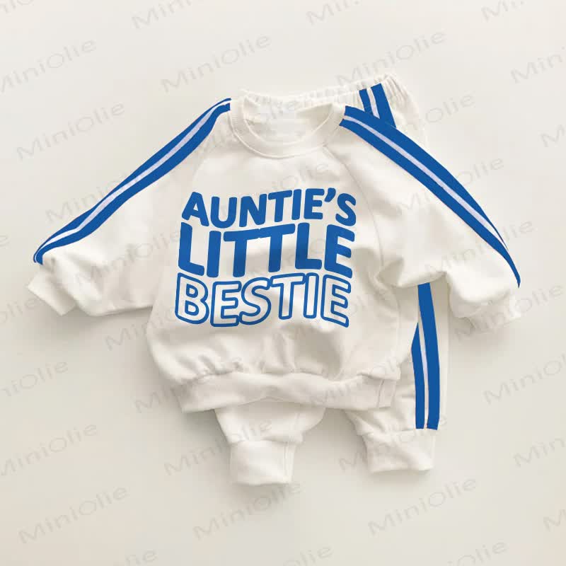 AUNTIE'S LITTLE BESTIE Baby Toddler Blue Striped 2-piece Set - White&Blue - 3-5T - image 1