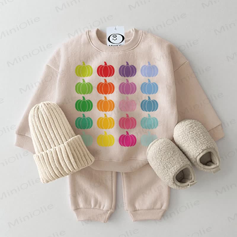 Baby Colorful Pumpkins Beige Sweatshirt 2-piece Set - Beige - 2-3T - image 1