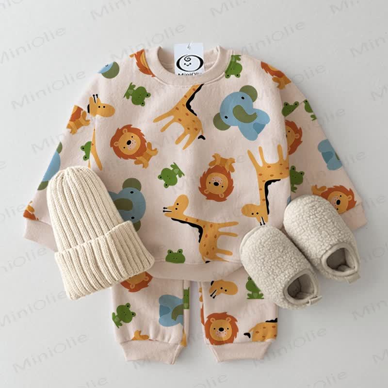 Baby Animal Print Beige 2-piece Set - Beige - 3-5T - image 1