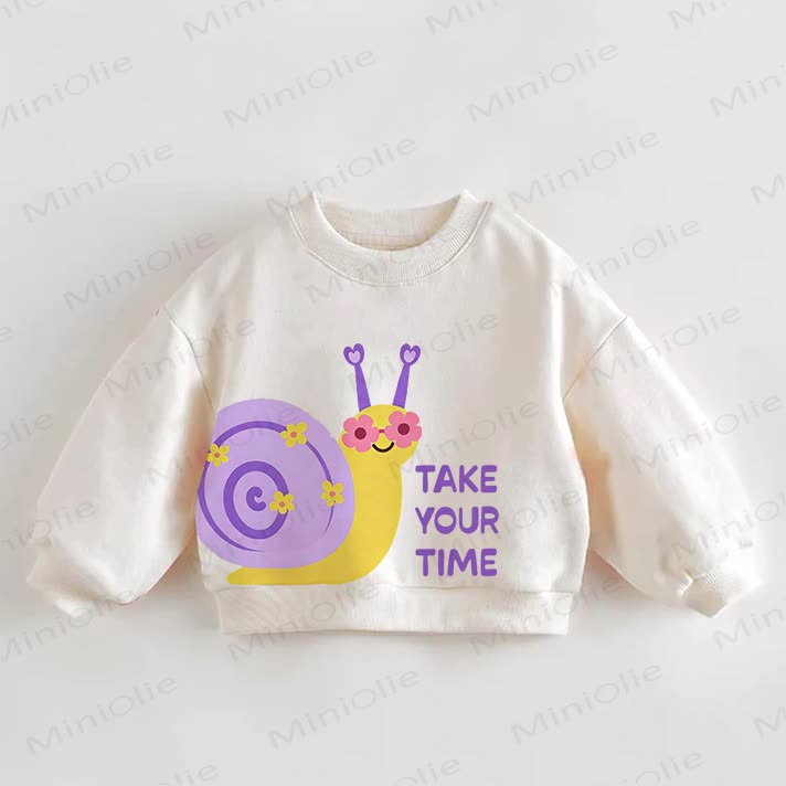 TAKE YOUR TIME Baby Toddler Snail Cream Sweatshirt - Cream - 3-5T - image 1