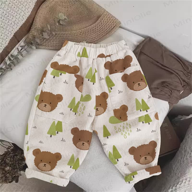 Baby Toddler Bear Tree Cord Pants - Beige - 5-7T - image 1