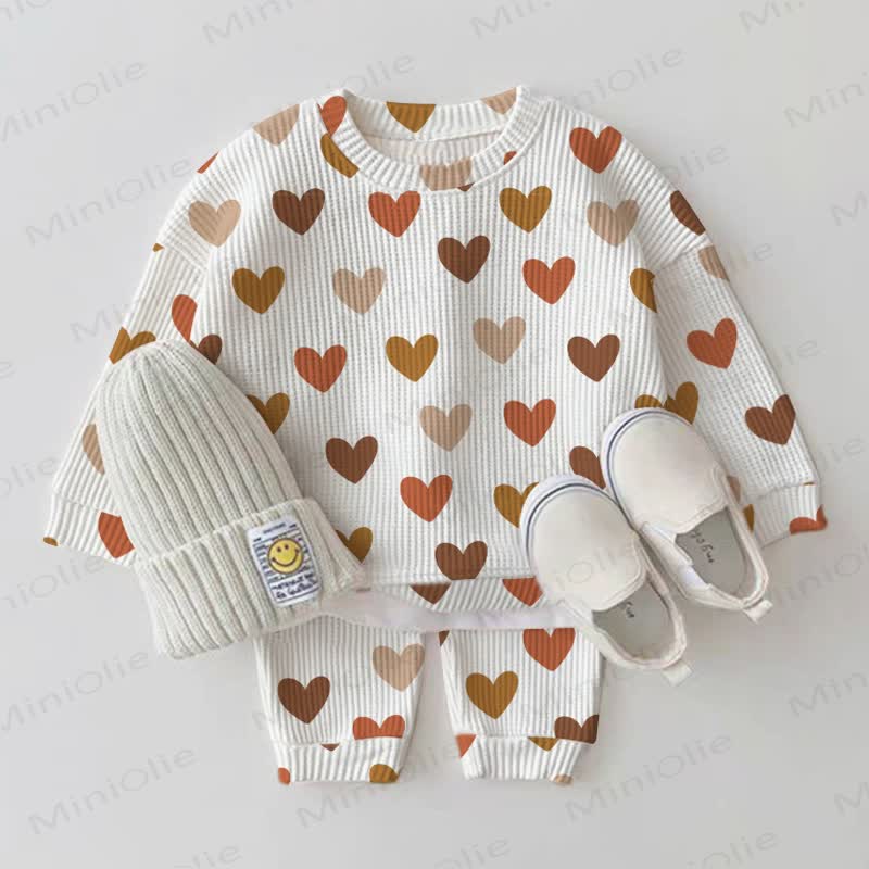 Baby White Heart Waffle 2-piece Set - White - 2-3T - image 1