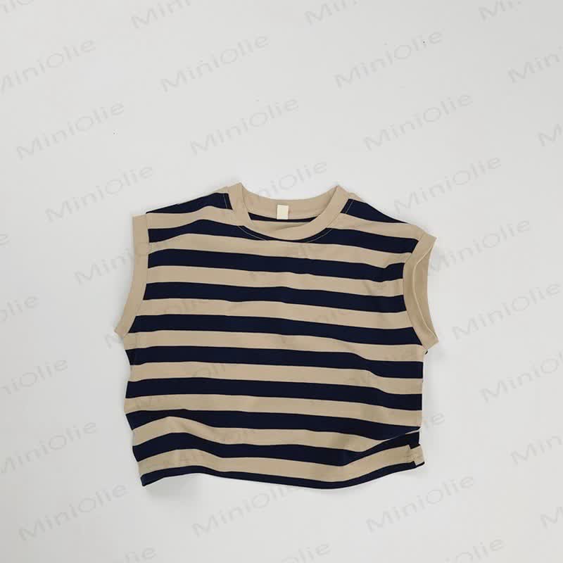 Toddler Striped Cotton Vest - Dark Blue - 8Y - image 5