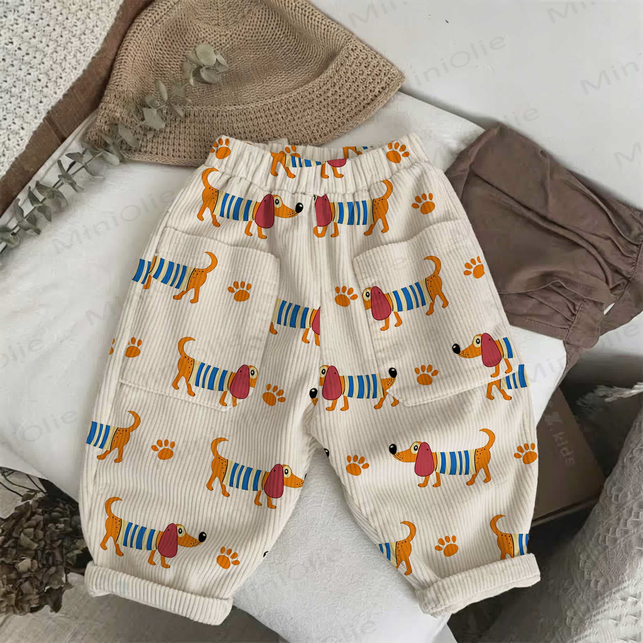 Baby Toddler Daschund Cord Pants - Beige - 5-7T - image 1