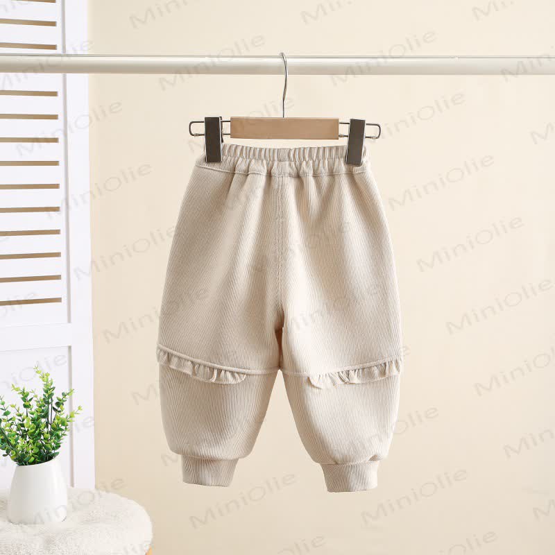Toddler Girl Fleece Flower Ruffle Jogger - image 6