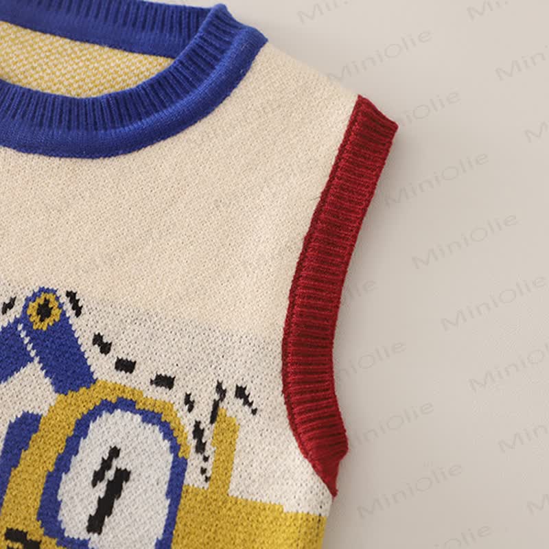Baby Toddler Excavator Knit Denim Layered 3-piece Set - image 5