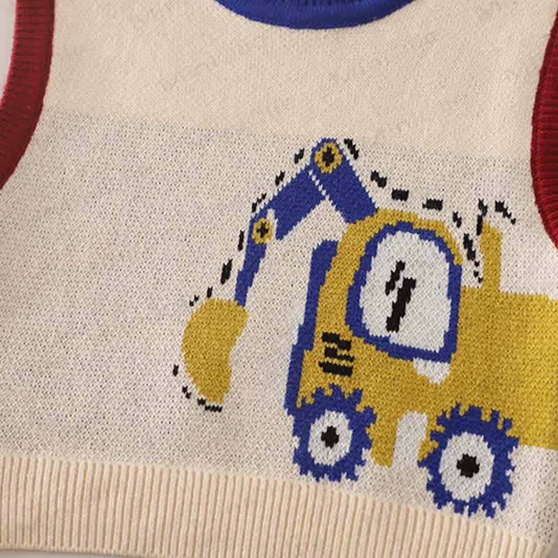 Baby Toddler Excavator Knit Denim Layered 3-piece Set - image 6