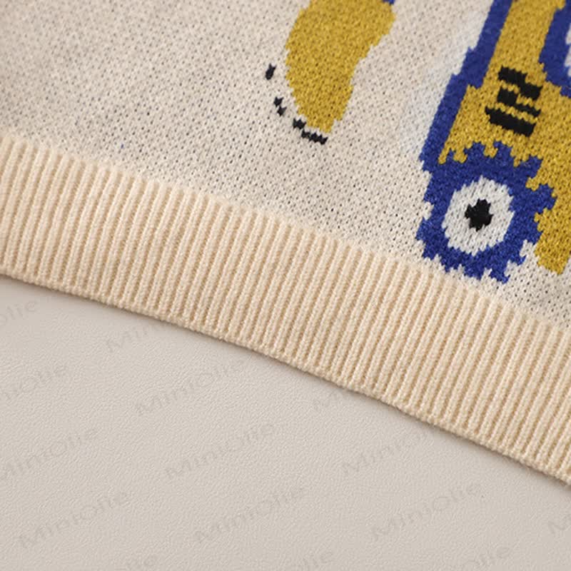 Baby Toddler Excavator Knit Denim Layered 3-piece Set - image 7