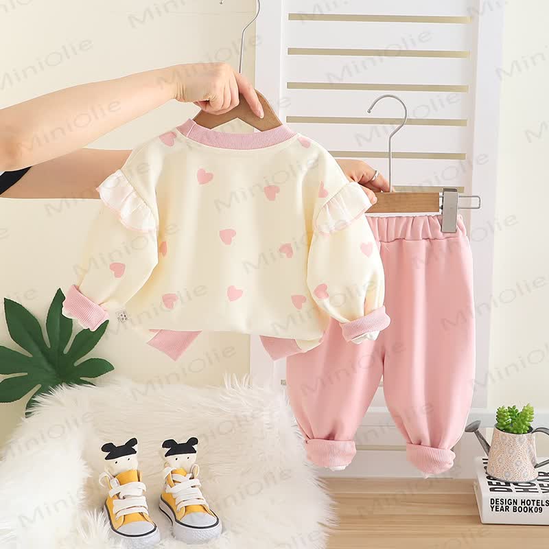 LOVELY Toddler Baby Girl Heart Print Top and Pants 2-piece Set - image 4