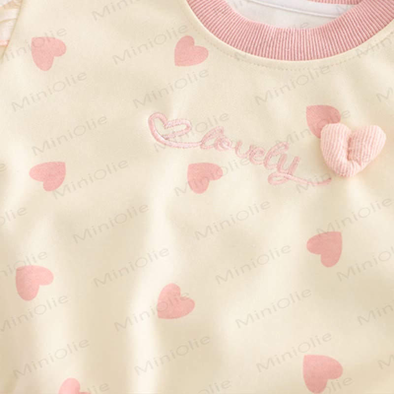 LOVELY Toddler Baby Girl Heart Print Top and Pants 2-piece Set - image 7