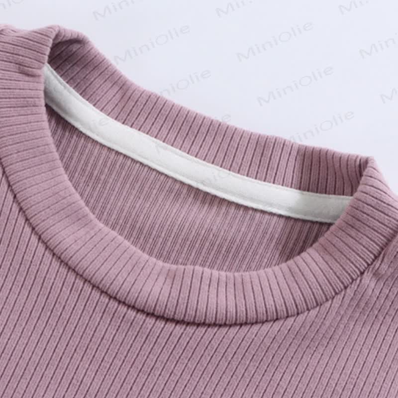 Toddler Girl Ribbed Bow Lace Long Sleeve T-Shirt - image 11