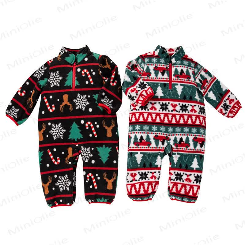 Baby Christmas Fleece Half Zip Romper - image 7